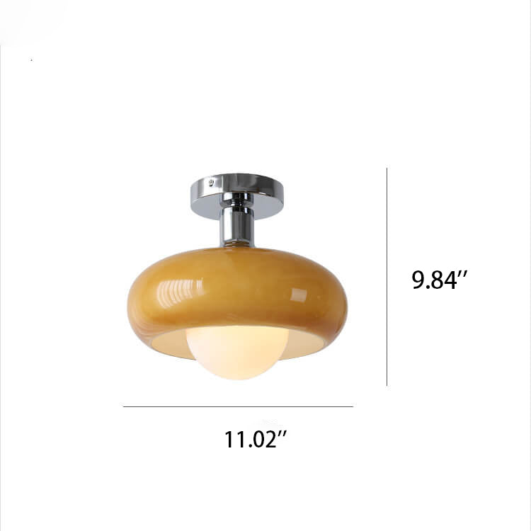 Contemporary Glass Egg Tart 1-Light Flush Mount Fixture