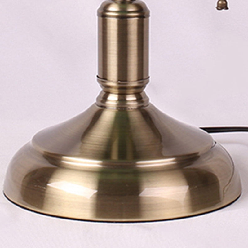 Vintage Glass and Metal Pull Cord Table Lamp - 1-Light Design for Bedroom