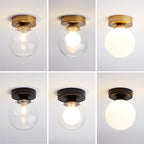 Contemporary Round Glass 1-Light Semi-Flush Mount Ceiling Fixture