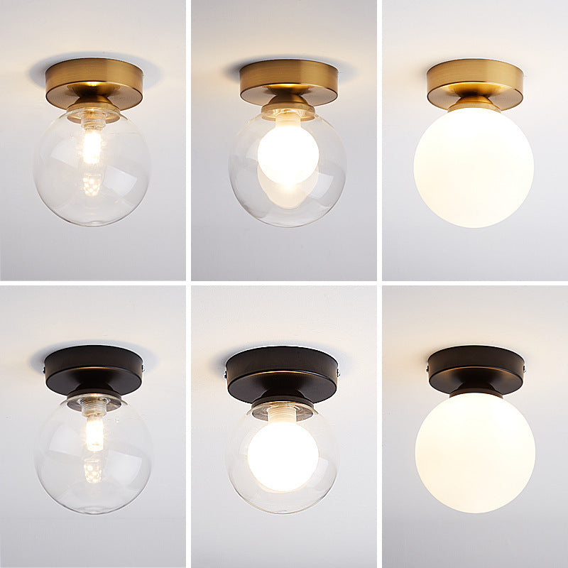 Contemporary Round Glass 1-Light Semi-Flush Mount Ceiling Fixture