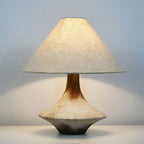 Vintage Cone Ceramic Table Lamp with Fabric Shade - Wabi-Sabi Design