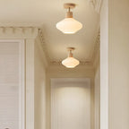 Nordic Striped Glass Oval Semi-Flush Mount Ceiling Light