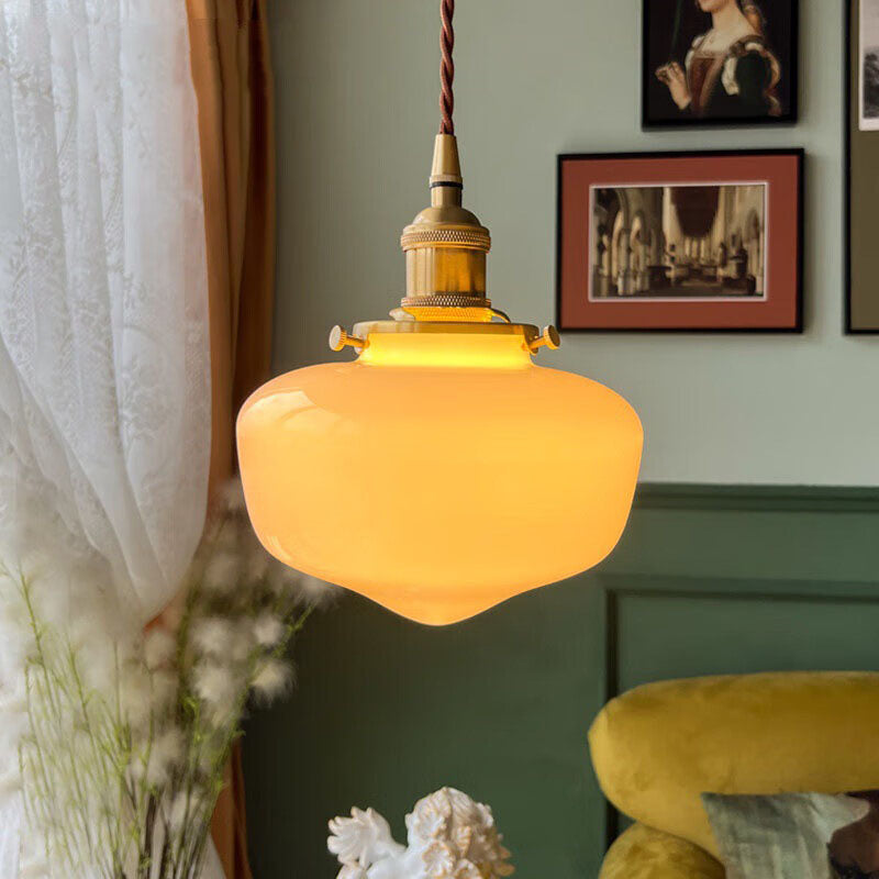 Brass and Glass Nordic Vintage Pendant Light - 1-Light