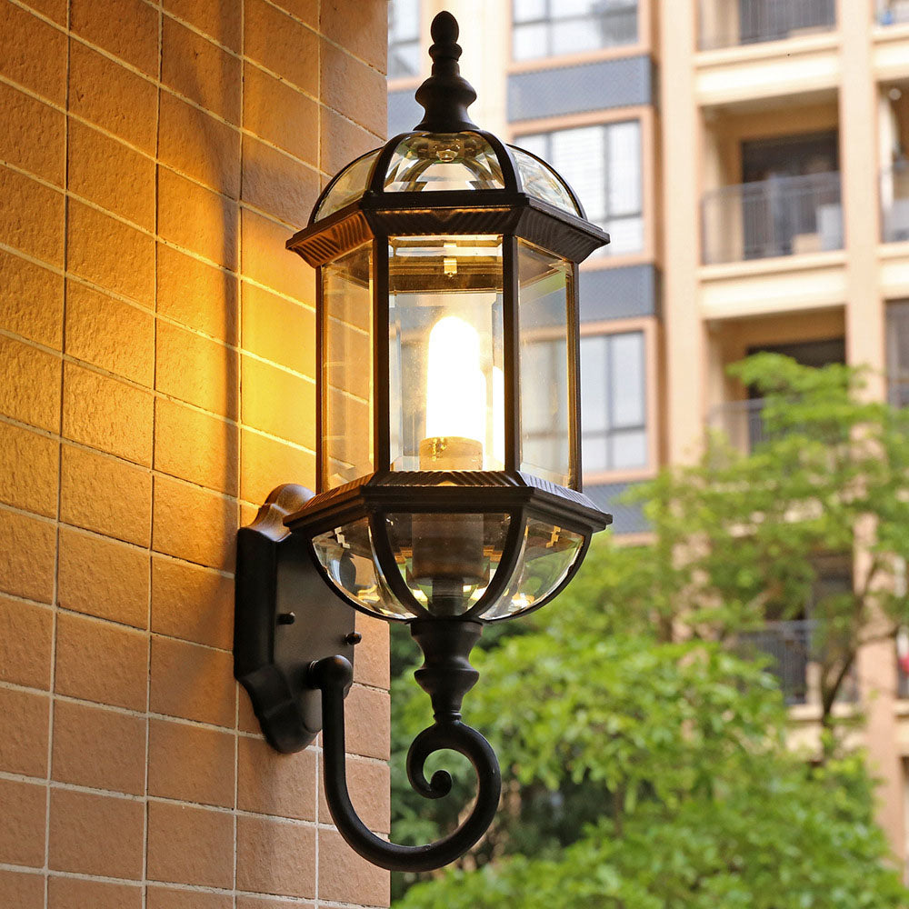 Vintage Waterproof Hexagonal Aluminum Glass Outdoor Wall