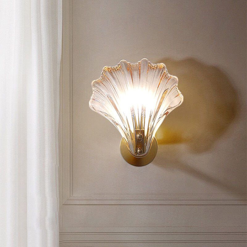 Art Deco Shell Amber Glass Sconce