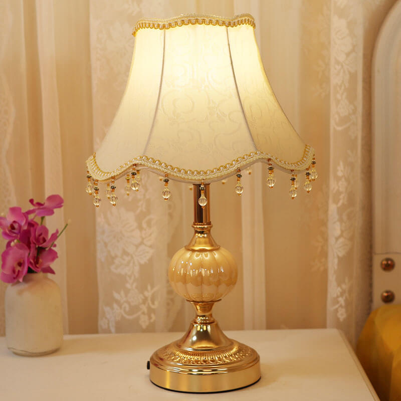 Vintage Floral Glass Table Lamp - European Design, 1-Light