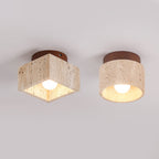 Premium Yellow Travertine Column Semi-Flush Mount Ceiling Light
