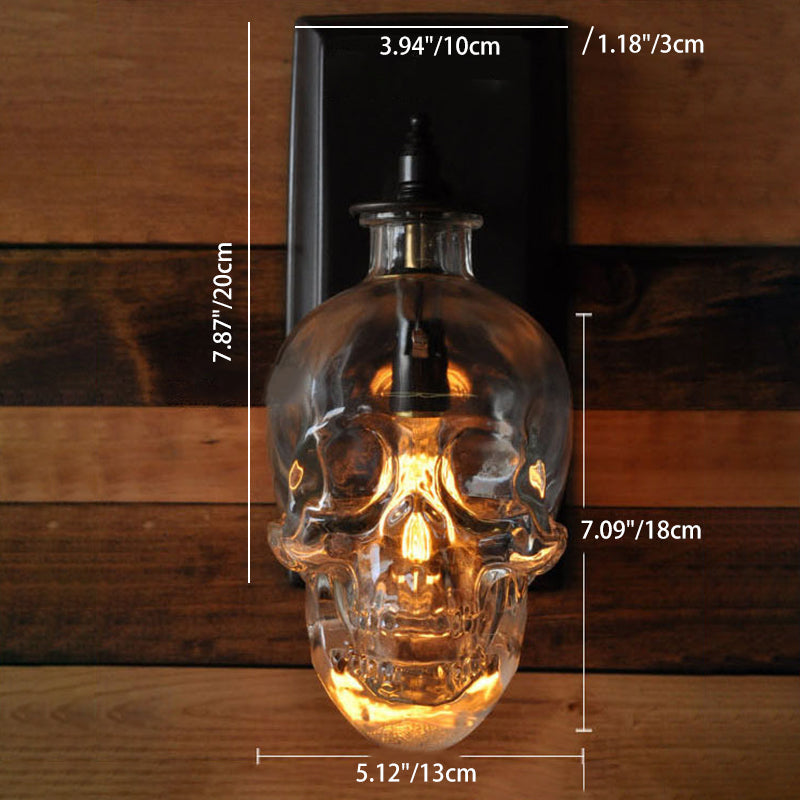 Modern Round Skull Glass Wall Sconce Lamp