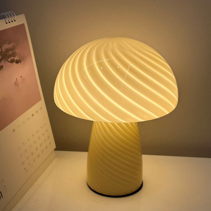 Contemporary Minimalist Glass Mushroom Table Lamp - 1 Light