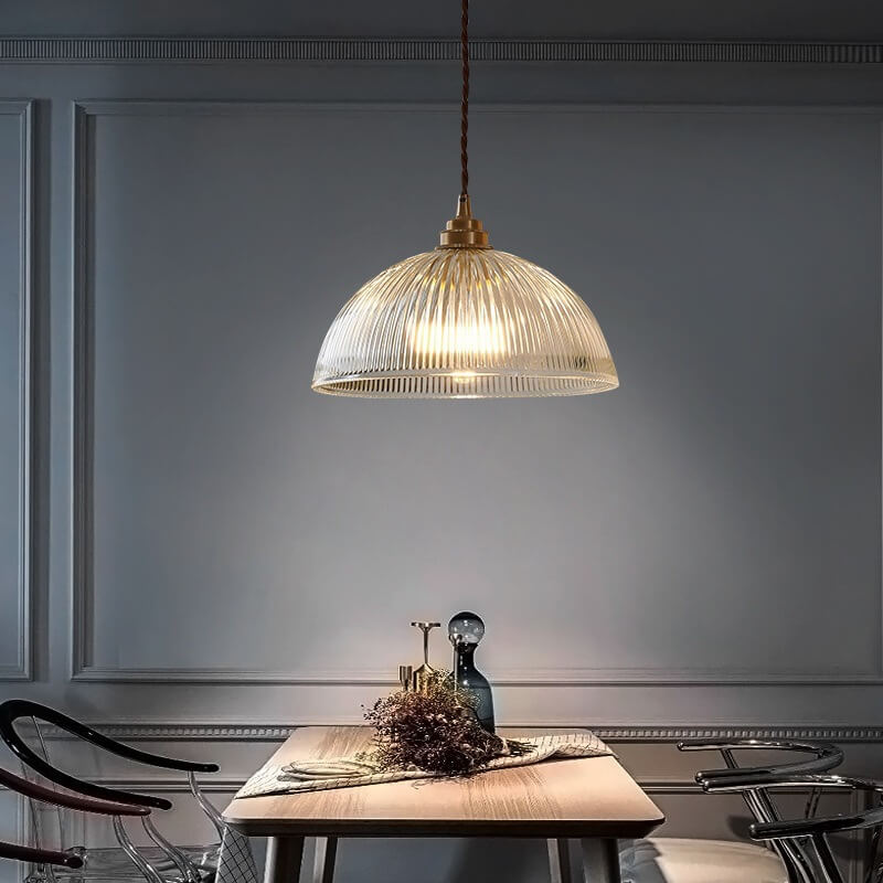 Elegant Clear Glass Dome Pendant Light with Fixture