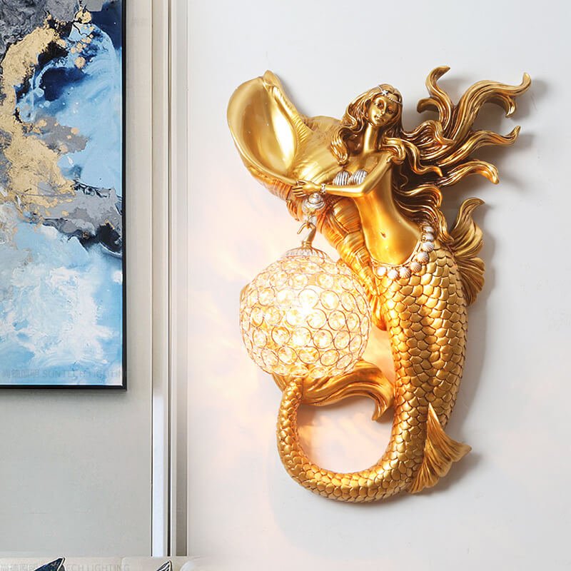 Mermaid Resin Crystal Wall Sconce