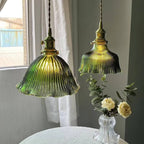 Copper & Walnut Glass Pendant Light