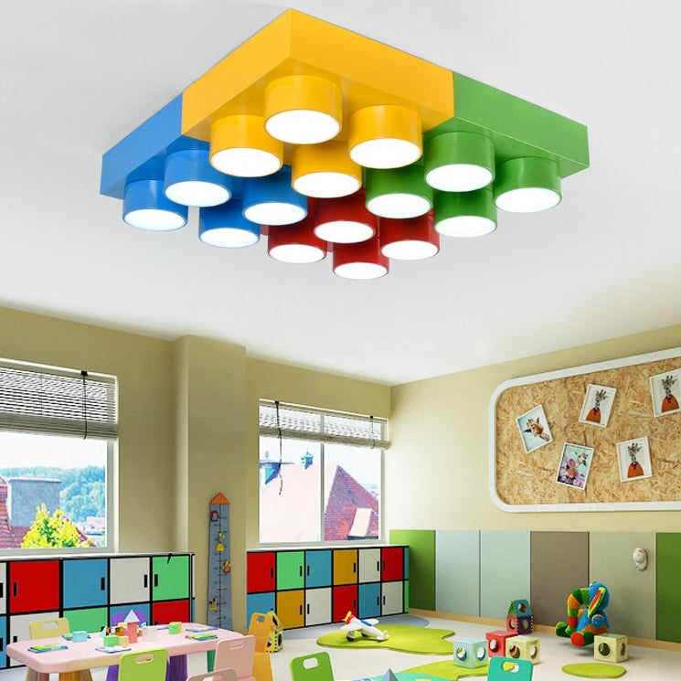 Modern Square Iron LED Flush Mount Ceiling Light for Bedroom