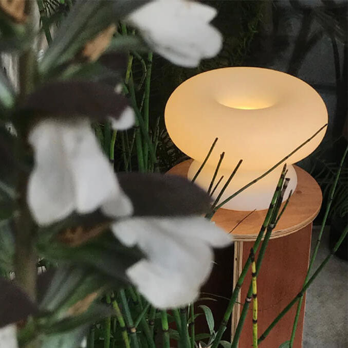 Premium Danish White Mushroom 1-Light Table Lamp