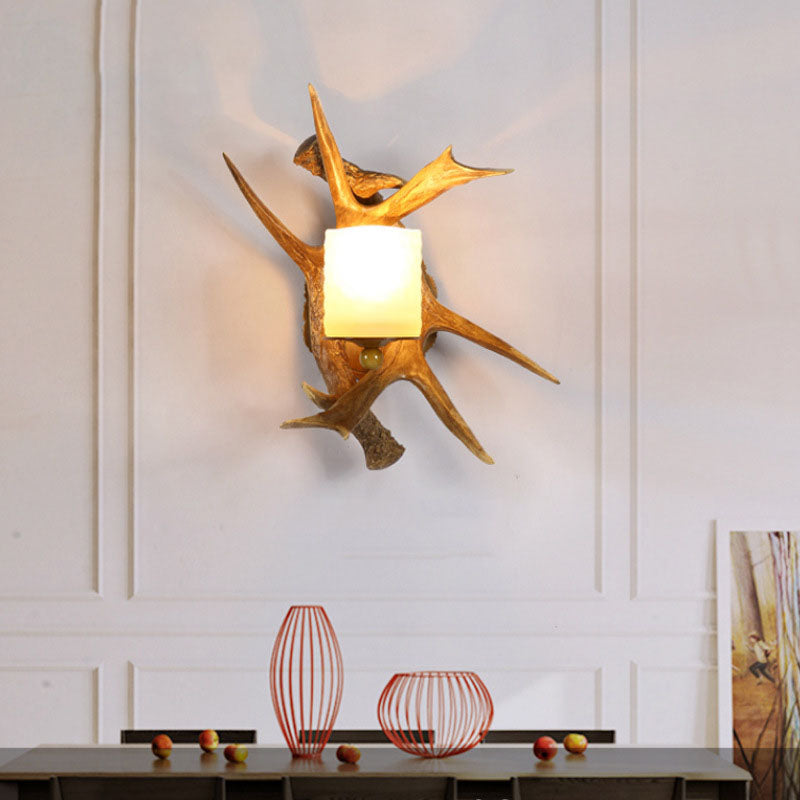 Retro Antler Glass Wall Sconce