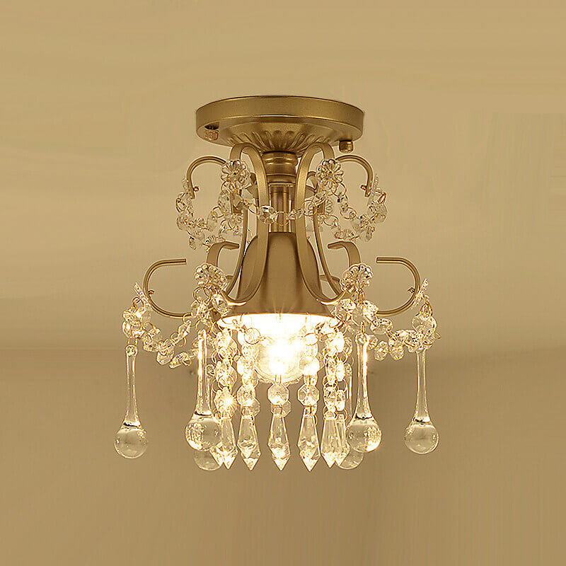 Elegant Crystal Flower Semi-Flush Mount Ceiling Light - 1/3 Light Options