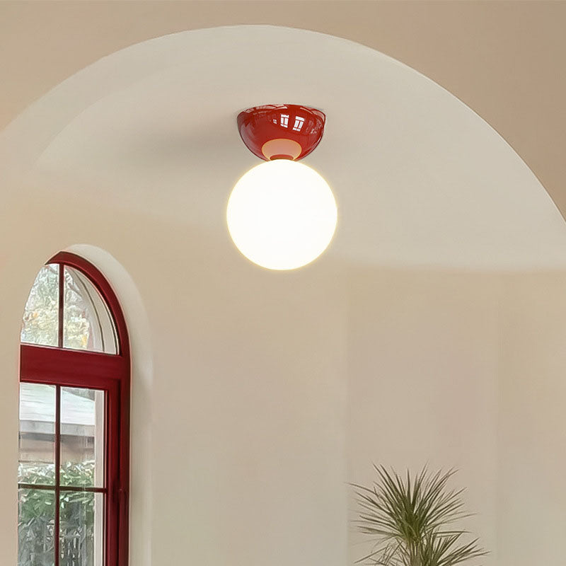 Scandinavian Iron & Glass Semi-Flush Mount Ceiling Light
