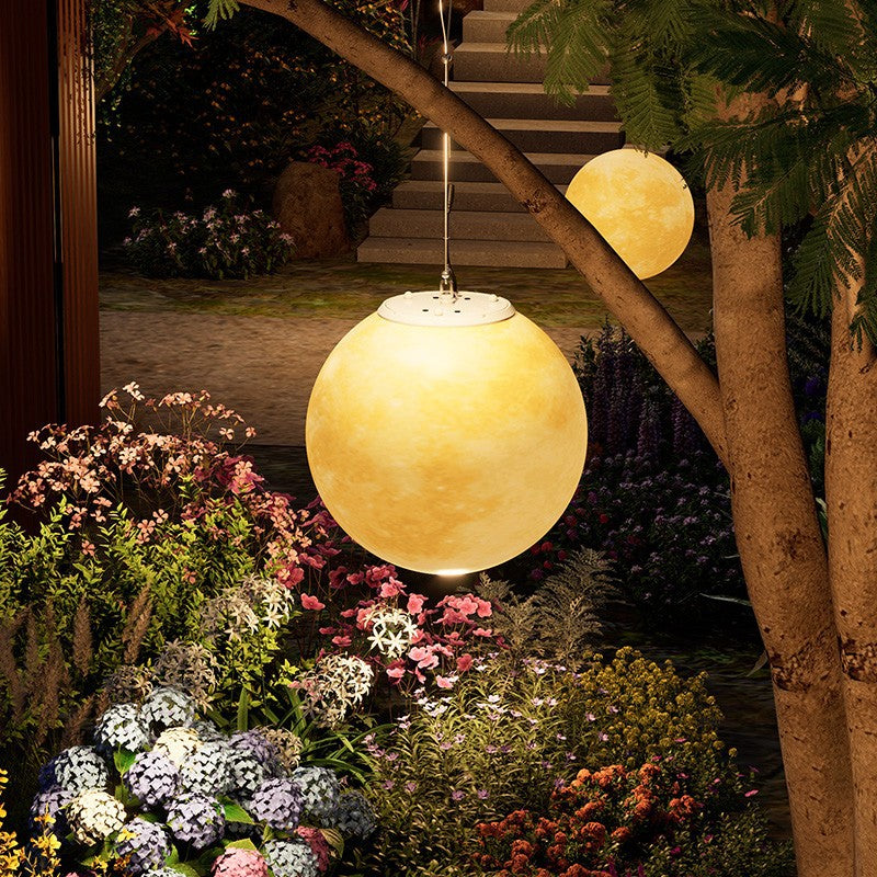 Modern Nordic Solar Waterproof Round Moon LED Pendant Light