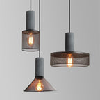 Industrial Tapered Cement Pendant Light - 1-Light Fixture for Living Room