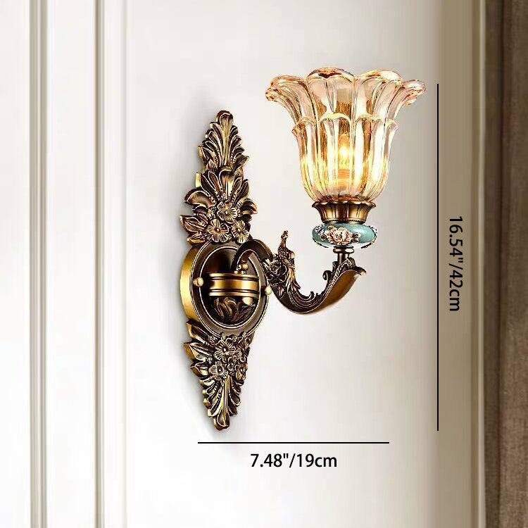 Elegant European Glass Flower Wall Sconce Lamp