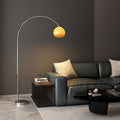 Scandinavian Glass Round Shade Floor Lamp - 1-Light Iron Design for Living Room