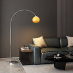 Scandinavian Glass Round Shade Floor Lamp - 1-Light Iron Design for Living Room