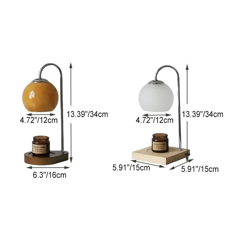 Elegant Solid Wood Spherical Candle Table Lamp - 1-Light Design