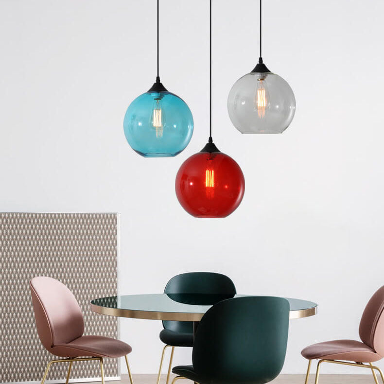 Premium Nordic Minimalist Round Glass Pendant Light - 1-Light