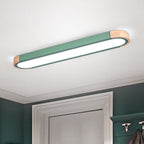 Scandinavian Long Oval Iron LED Flush Mount Ceiling Light for Bedroom