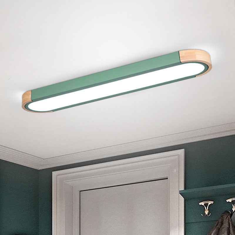 Scandinavian Long Oval Iron LED Flush Mount Ceiling Light for Bedroom