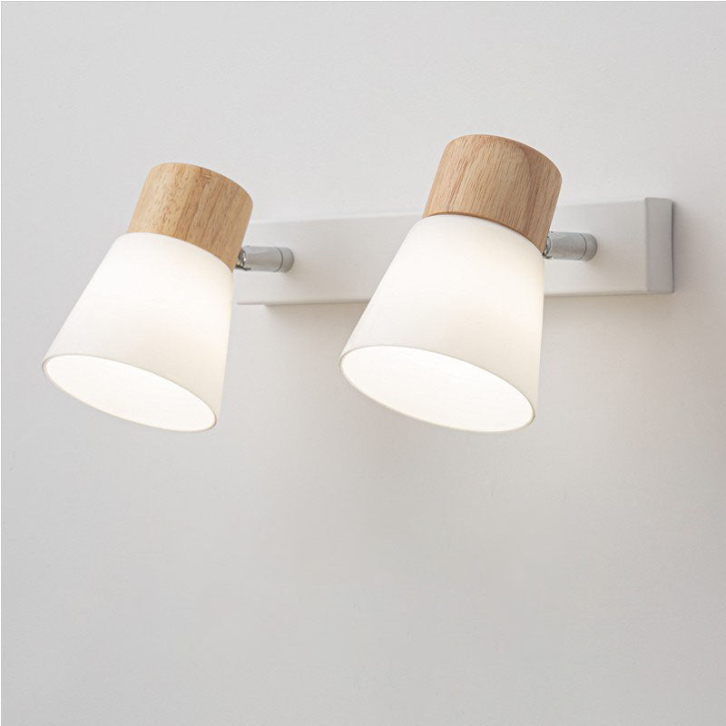 Minimalist Rubber Wood & Iron Wall Sconce