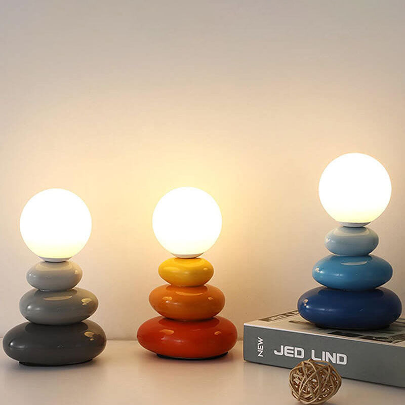 Contemporary Pebble Ceramic USB LED Table Lamp