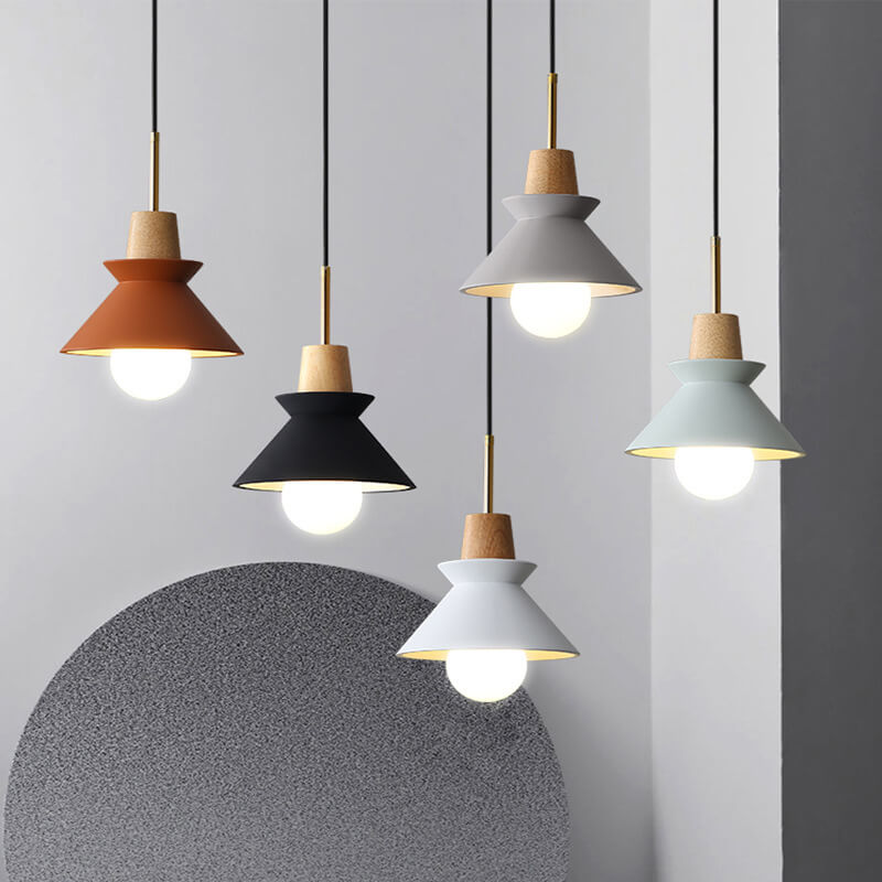 Nordic Minimalist Macaron Wood and Cement Pendant Light