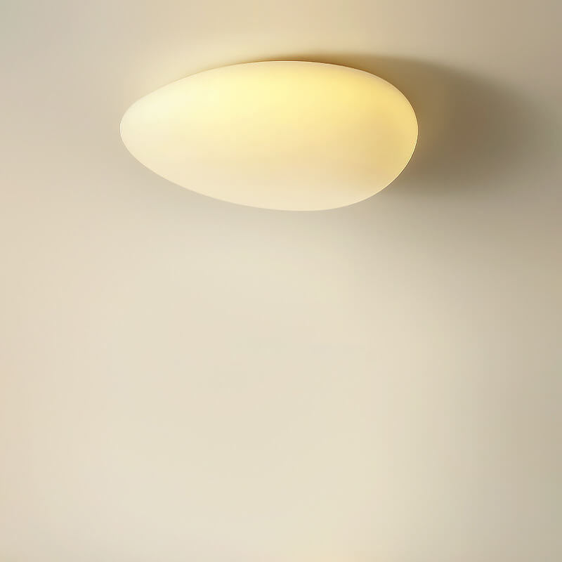 Nordic Minimalist LED Flush Mount Ceiling Light with Cobblestone Lampshade