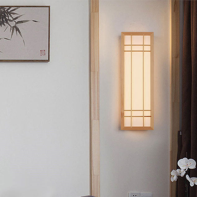 Solid Wood Rectangle LED Wall Sconce