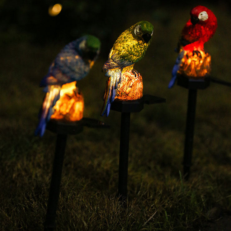 Colorful Solar-Powered Waterproof Resin Parrot LED Garden