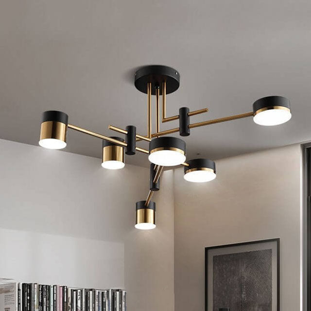 Elegant Black and Gold Semi-Flush Mount Light - 4 to 8 Bulb Design