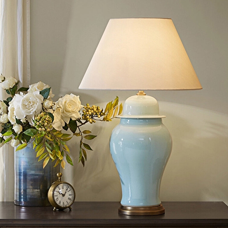 Rustic Ceramic Conic Table Lamp with 1-Light for Study