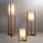 Minimalist Solid Wood Fabric Floor Lamp - Japanese Design, 1-Light