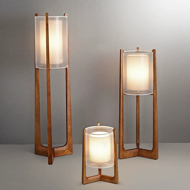 Minimalist Solid Wood Fabric Floor Lamp - Japanese Design, 1-Light
