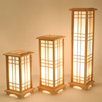 Japanese Wood and Acrylic Rectangular Floor Lamp - 1/2/3 Light Options for Bedroom