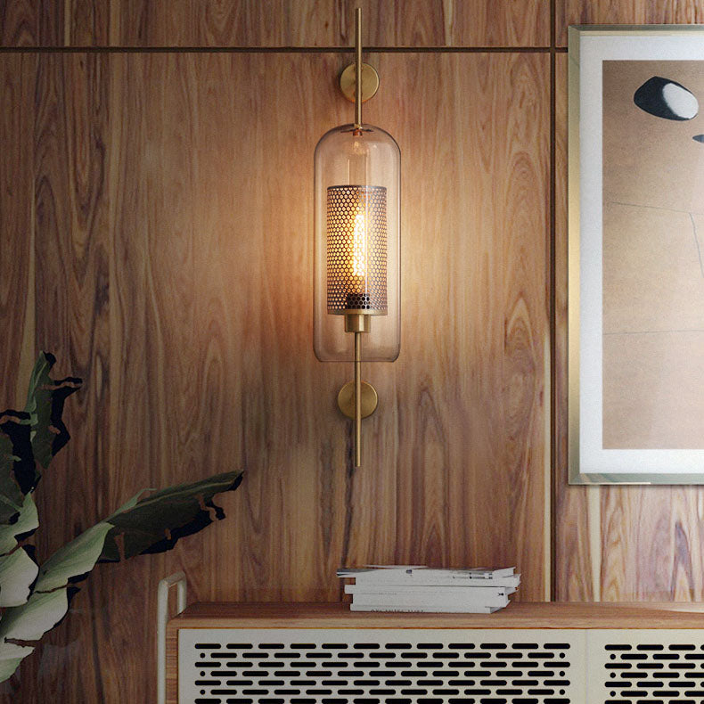 Industrial Cylinder Glass Wall Sconce