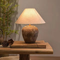 Shabby Chic Cone Fabric Ceramic Table Lamp - 1-Light Design for Bedroom