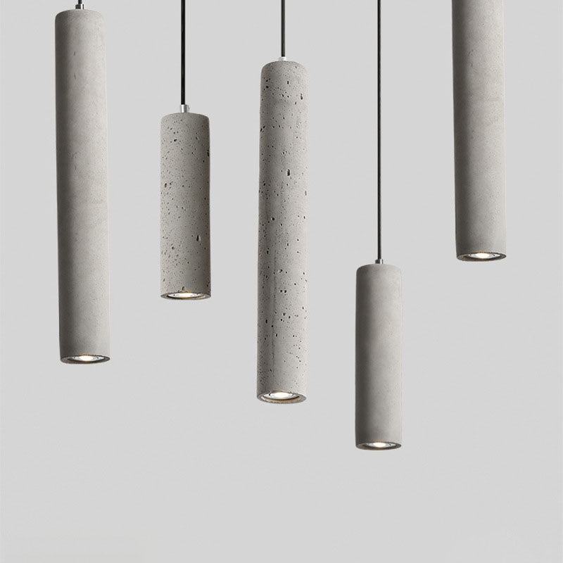 Industrial Cement Cylinder Pendant Light - 1-Light Fixture for Living Room