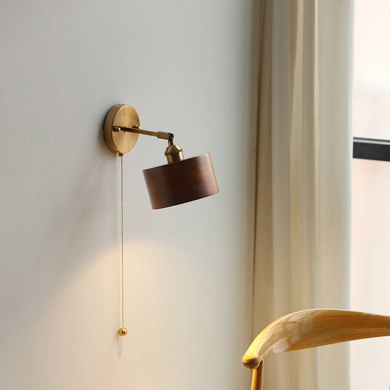 Scandinavian Copper & Wood 1-Light Sconce