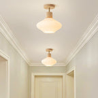 Nordic Striped Glass Oval Semi-Flush Mount Ceiling Light