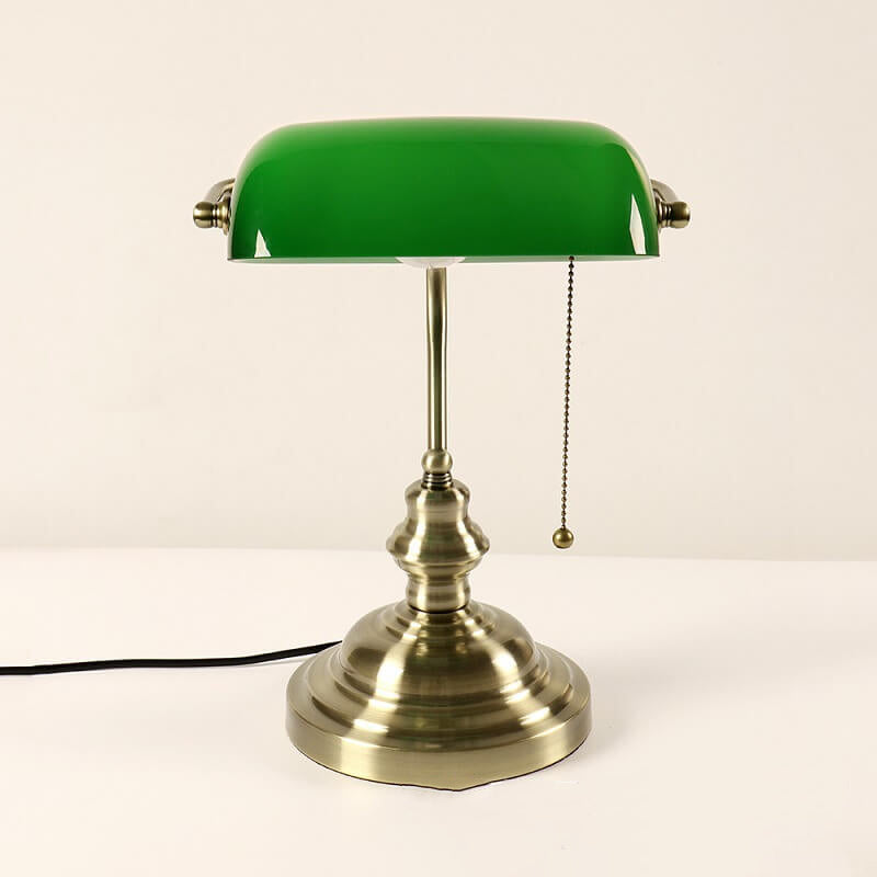 Vintage Glass Table Lamp with Metal Base - 1-Light Zipper Design