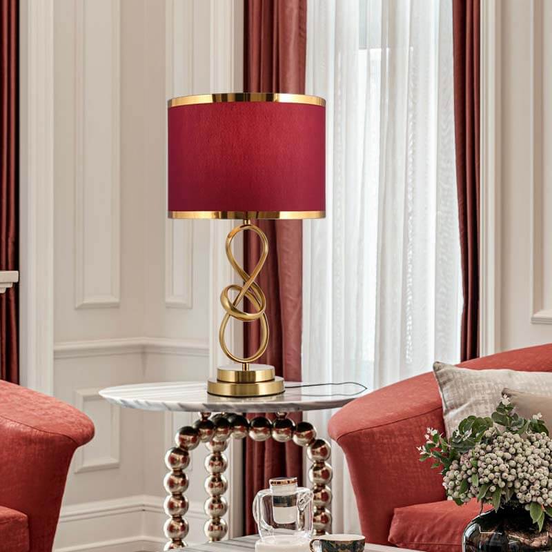 Red Fabric Knot Table Lamp - Modern Light Luxury Design