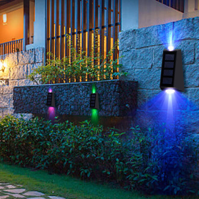 Premium Solar RGB Trapezoid Outdoor LED Wall Sconce Lamp