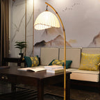 Premium Bamboo Pole Floor Lamp - Retro Zen Design, 1-Light